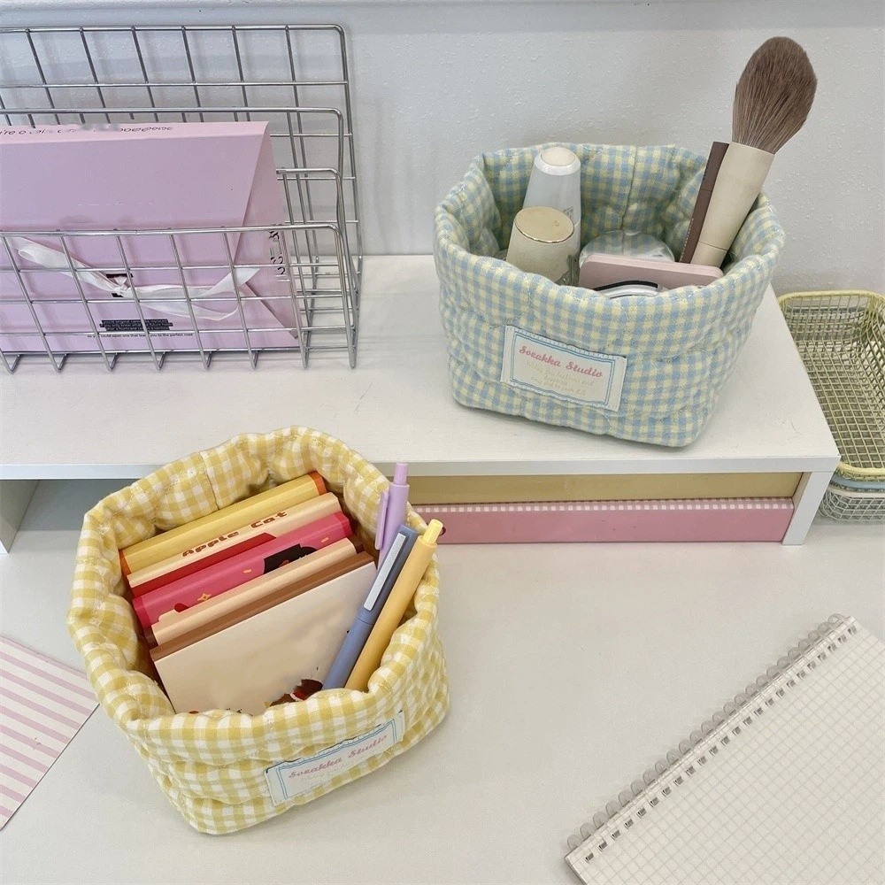 Plaid Stripe Grid Fabric Stora - Baby Clothing Basket recension och pris
