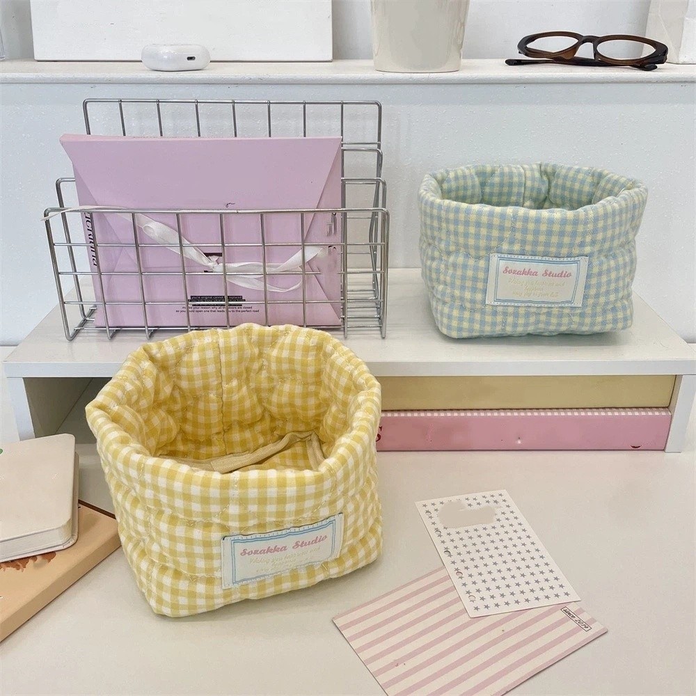 Plaid Stripe Grid Fabric Stora - Baby Clothing Basket recension och pris