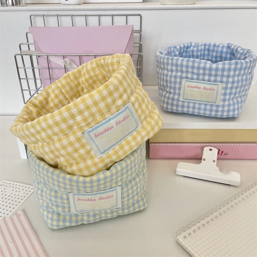 Plaid Stripe Grid Fabric Stora - Baby Clothing Basket recension och pris
