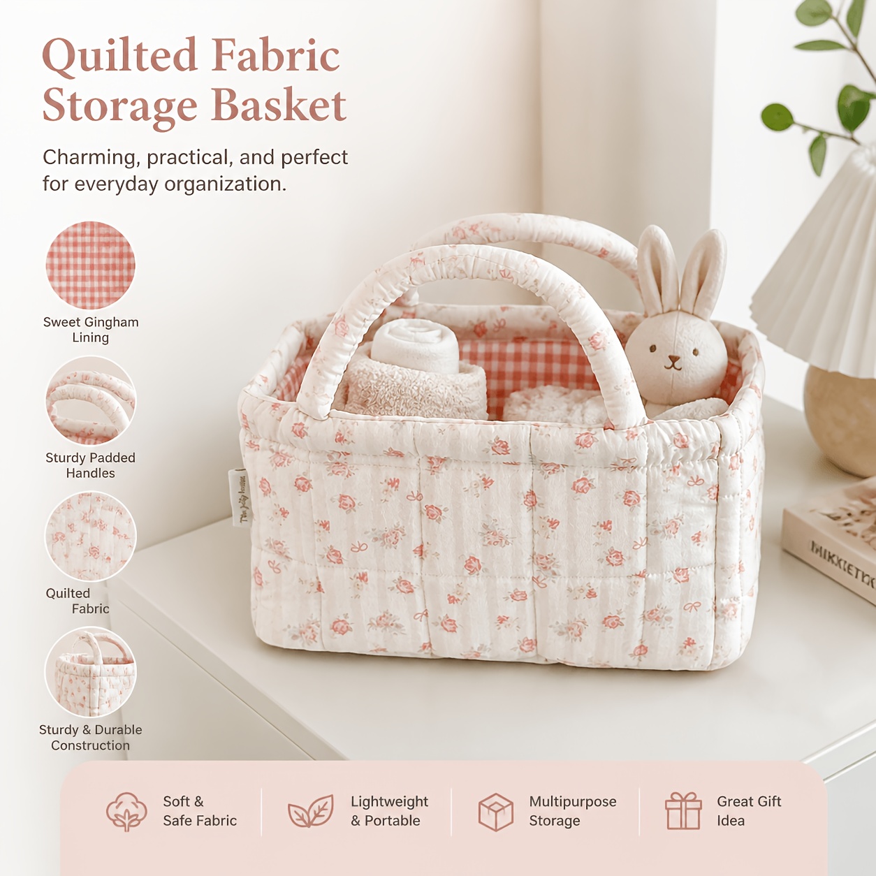 Floral Quilted Storage Basket  - Baby Clothing Basket recension och pris